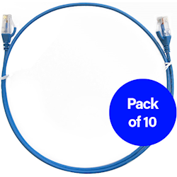 4Cabling 1m Cat6 Ultra Thin LZSH Pack of 10 Ethernet Network Cable - Blue