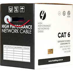 Cat6 Ethernet 305m Cable Reel Box. Solid Conductor. Red