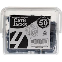 4Cabling Australian Style Cat6 RJ45 Jack. Universal Termination. 50 pack. Black