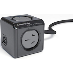 PowerCube 4 Power Outlet and 2 USB Ports 1.5m. Black