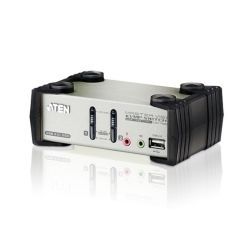 Aten Petite 4-Port USB VGA KVM Switch with Audio - 1.8m Cables Built In