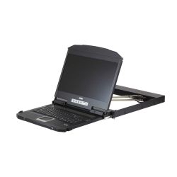 Aten (CL3800NW-ATA-AU) 18.5 Short Depth USB HDMI DVI VGA Dual Rail LCD Console, Supports Full HD, can be Mounted up to a Depth of 47cm to 75cm