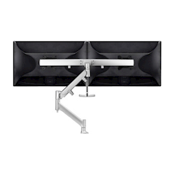 Atdec AWM Single Arm - Dual Rail - up to 2x 27 inch wide screens - <16kg - F Clamp - Silver
