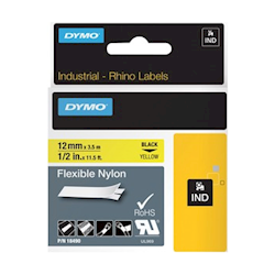 Dymo Rhino Ny Lbl 12mm Blk/Yel