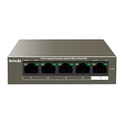 Tenda TEG1105P-4-63W Basic switching RJ-45 Ethernet ports type: Gigabit Ethernet (10/100/1000) Basic switching RJ-45 Ethernet ports quantity: 5 MAC