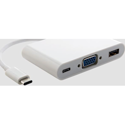 Astrotek Thunderbolt USB 3.1 Type C (USB-C) to VGA + USB + Card Reader Video Adapter Converter Male to Female for Apple Macbook ChromeBook Pixel White