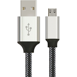 Astrotek 1m Micro USB Data Sync Charger Cable Cord Silver White Colour for Samsung HTC Motorola Nokia Kndle Android Phone Tablet and Devices