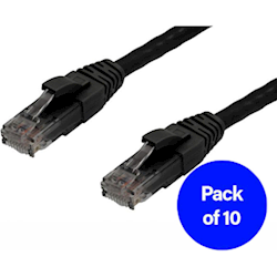 4Cabling 1.5m Cat6 RJ45-RJ45 Pack of 10 Ethernet Network Cable. Black