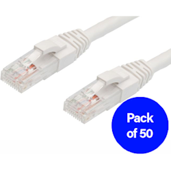 4Cabling 1.5m Cat6 RJ45-RJ45 Pack of 50 Ethernet Network Cable. White