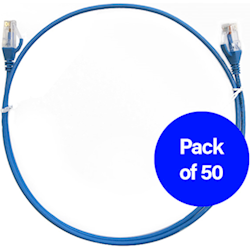 0.25m Cat6 Ultra Thin LSZH Pack of 50 Ethernet Network Cable. Blue