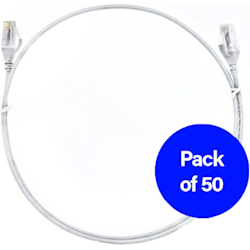 4Cabling 0.25m Cat6 Ultra Thin LSZH Pack of 50 Ethernet Network Cable. White
