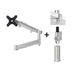 Atdec AWM Dual Monitor Mount solution on a 135mm Post - F Clamp - Silver