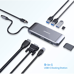 mbeat Elite X9 9-in-1 Multifunction USB-C Docking Station HDMI, VGA, USB-C PD, USB 3.0 x 3
