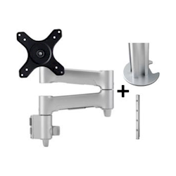 Atdec AWMS-4-4675 Quad 18.11" Monitor Arms on 29.53" Post and Grommet Clamp Desk Fixing Silver