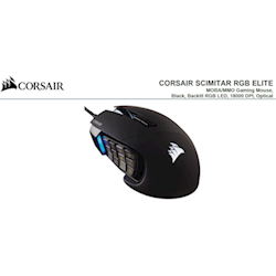Corsair SCIMITAR RGB Elite Black Gaming Mice, 17 programmable buttons, 18,000 DPI