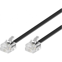 Astrotek Telephone extension cable 6p4c Plug/Plug ,with 2xRJ11 6P4c Plugs, Black PVC Jacket.-RoHS