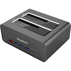 Simplecom SD352 USB 3.0 to Dual SATA Aluminium Docking Station with 3-Port Hub and 1-Port 2.1A USB Charger