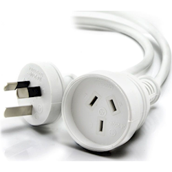 ALOGIC 5m Aus 3 Pin Mains Power Extension Cable WHITE Male to Female