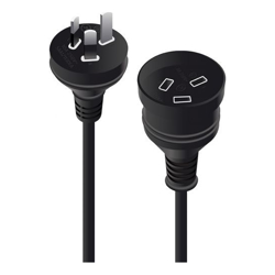 ALOGIC 2M AUS 3 PIN MAINS POWER EXTENSION CABLE BLACK MALE TO FEMALE