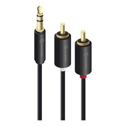 ALOGIC PREMIUM 2M 3.5MM STEREO AUDIO TO 2 X RCA STEREO MALE CABLE (1) MALE TO (2) MALE BLACK