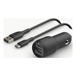 Belkin 24W Dual USB-A Car Charger + USB-A to USB-C Cable