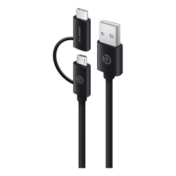 ALOGIC 1M USB 2.0 USB-A TO USB-C & MICRO USB-B COMBO CABLE FOR CHARGE & SYNC MALE TO MALE