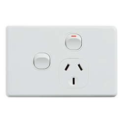 4Cabling 4C | Classic Single Power Point 250V 10A with 16AX Extra Switch Horizontal