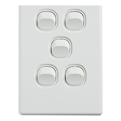 4Cabling 4C | Elegant Wall Switch 5 Gang 250V 16A Vertical