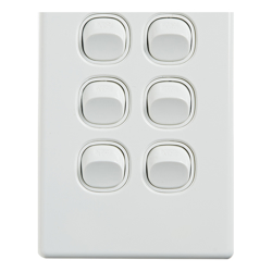 4C | Elegant Wall Switch 6 Gang 250V 16A - Vertical