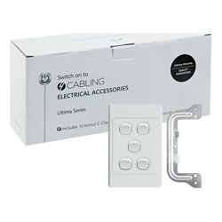 4Cabling 4C | Ultima 5 Gang Switch 250V 16AX Vertical 10 Pack with 10 FREE C-Clips