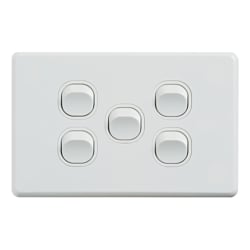 4Cabling 4C | Classic 5 Gang Switch 250V 16AX Horizontal