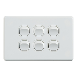 4Cabling 4C | Classic 6 Gang Switch 250V 16AX Horizontal
