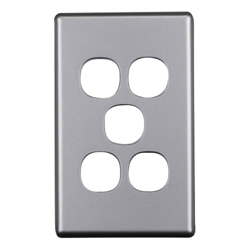 4Cabling 4C | Elegant 5 Gang Aluminium Plate Silver Matte