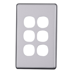 4Cabling 4C | Elegant 6 Gang Aluminium Plate Silver Matte