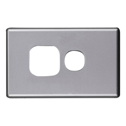 4C | Elegant Single GPO Aluminium Plate - Horizontal - Silver Matte