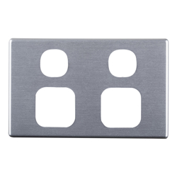 4Cabling 4C | Elegant Double power point Aluminium Plate Silver Matte