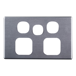 4Cabling 4C | Elegant Double GPO Extra Switch Aluminium Plate Silver Matte