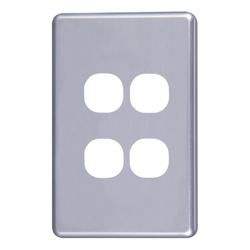 4Cabling 4C | Classic 4 Gang Switch Cover  Silver