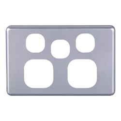 4Cabling 4C | Classic Double Power Point with Extra Switch Cover Plate  Silver