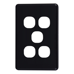 4Cabling 4C | Classic 5 Gang Switch Cover  Black