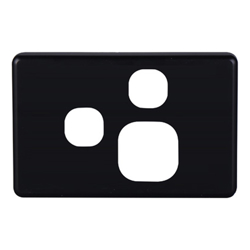 4Cabling 4C | Classic Single Power Point with Extra Switch Cover Plate Horizontal Black