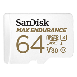 SanDisk Max Endurance Microsdxc Card SQQVR 64G (30 000 HRS) UHS-I C10 U3 V30 100MB/S R 40MB/S W SD Adaptor SDSQQVR-064G-GN6IA