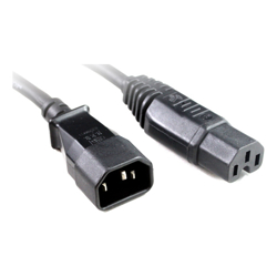 IEC C14 to C15 High Temperature Power Cable Black 3M