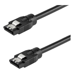 24 Inch (60cm) Round SATA Cable - Latching Connectors - 6Gbs SATA Data Cord - SATA Hard Drive Power Cable - Black (SATRD60CM)