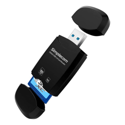 Simplecom CR303 2 Slot SuperSpeed USB 3.0 Card Reader with Dual Caps