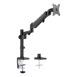 Brateck Single Monitor Heavy-Duty Aluminum Gas Spring Monitor Arm Fit Most 17" 35" Monitors Up to12kg per screen VESA 75x75/100x100