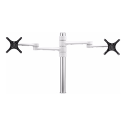 Atdec Articulated Dual Monitor Arm Fits Up to 2x 27" Monitors Landscape 8kg Max Load Each Bolt Through  F-Clamp Fixing White 10 Year Warranty