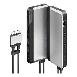 ALOGIC Twin USB-C Super Dock 10-in-1 with Dual Display 4K 60Hz Support 2x4K HDMI 2xUSB-A 1xUSB-C 1xUSB-C  1x3.5 Audio 1xGigabit Ethernet 1xSD Card