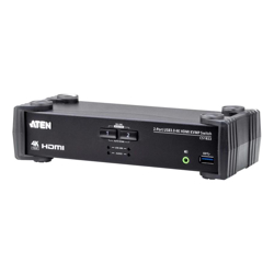 Aten 2 Port USB 3.0 4K HDMI KVMP Switch, Video DynaSync, Support HDMI 2.0 4K@60Hz, switching via RS-232, hotkeys, 2 HDMI USB KVM Cables