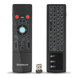 Simplecom RT250 Rechargeable 2.4GHz Wireless Remote Air Mouse Keyboard with Touch Pad and Backlight